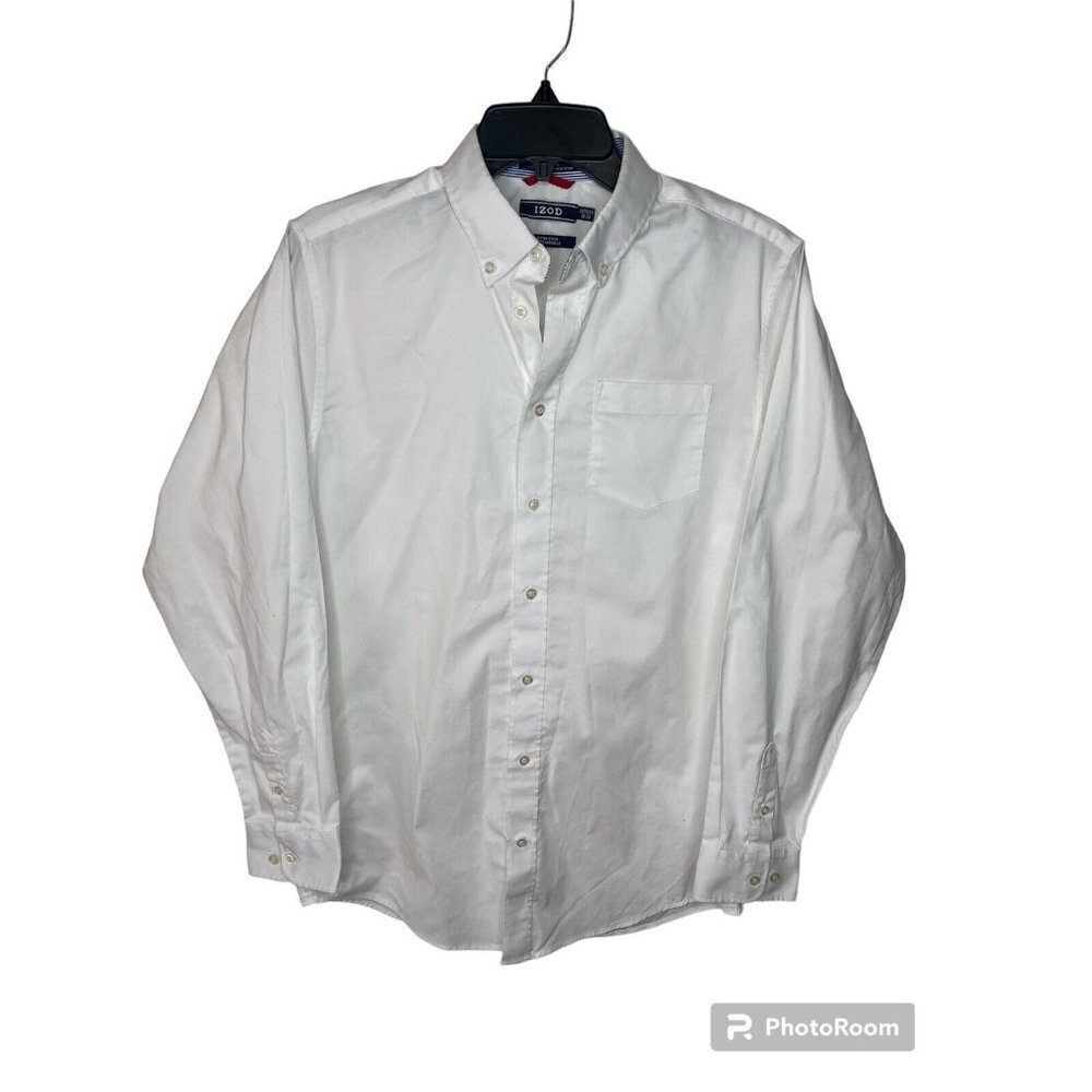 Izod Button Down Long Sleeve Shirt Big Boy's Size XL (18-20) White MSRP $34